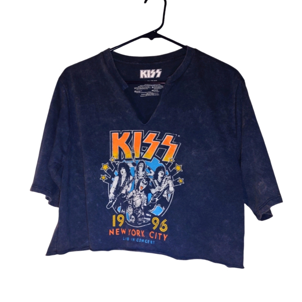 KISS Band T-Shirt Size XS Navy Blue Wash
